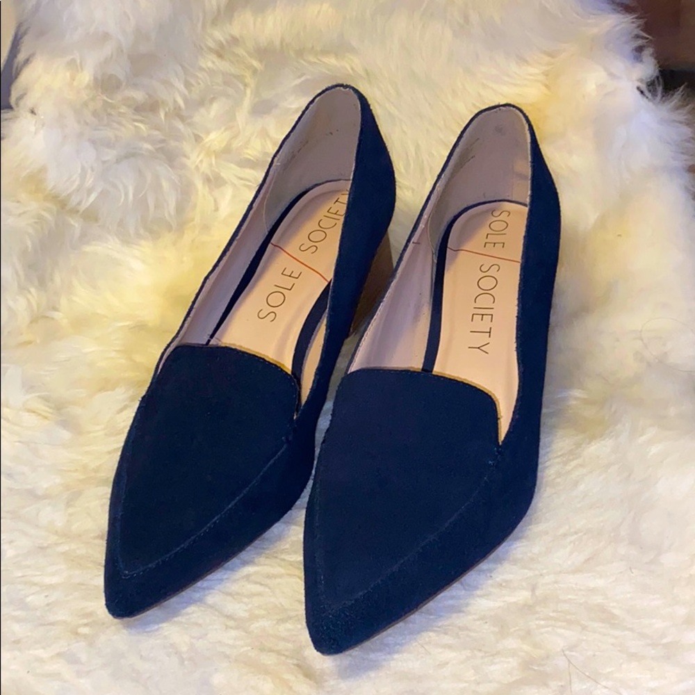 Sole Society Navy Suede Block Heels 9.5